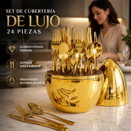 SED DE CUBIERTOS GOLDEN 24 PIEZAS