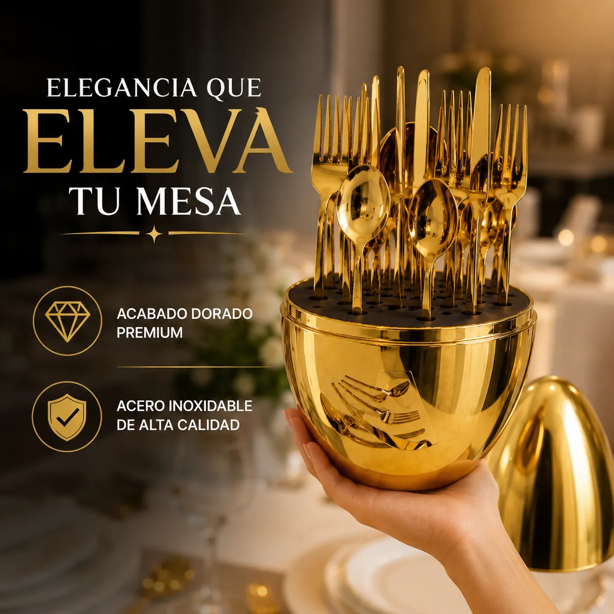SED DE CUBIERTOS GOLDEN 24 PIEZAS